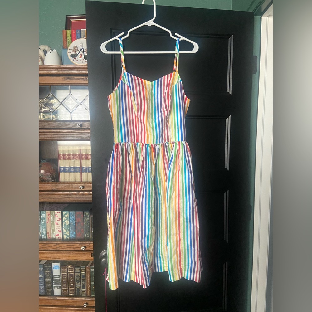 Unique Vintage Magnolia Park Rainbow Striped Swing Dress